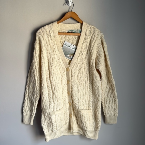 NEW Aran Crafts merino wool cable knit cardigan Size Medium - Picture 2 of 10